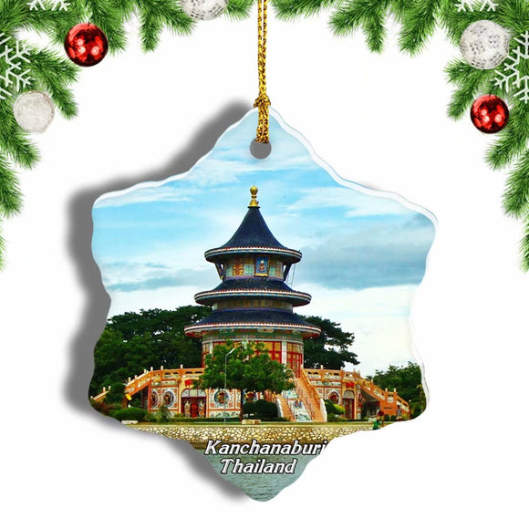 Thailand Temple Kanchanaburi Christmas Ornament 3 Inches Snow