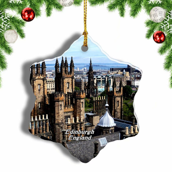 UK England Castle Edinburgh Scotland Christmas Ornament 3 Inches Snow