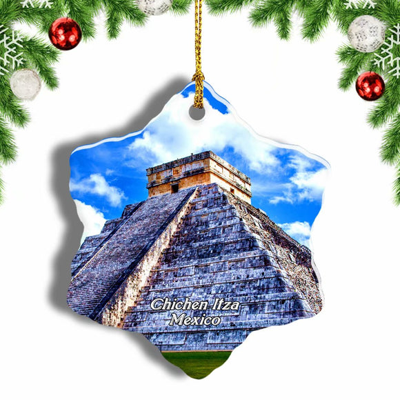 Mexico Chichen Itza Christmas Ornament 3 Inches Snow