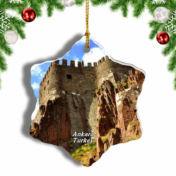 Turkey Ankara Castle Christmas Ornament 3 Inches Snow