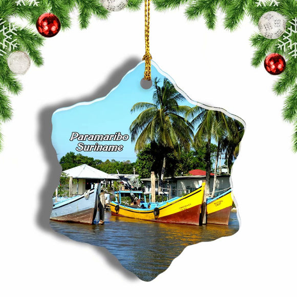 Paramaribo Suriname Christmas Ornament 3 Inches Snow