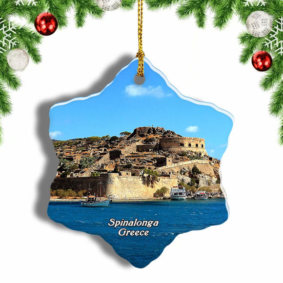 Greece Spinalonga Crete Christmas Ornament 3 Inches Snow