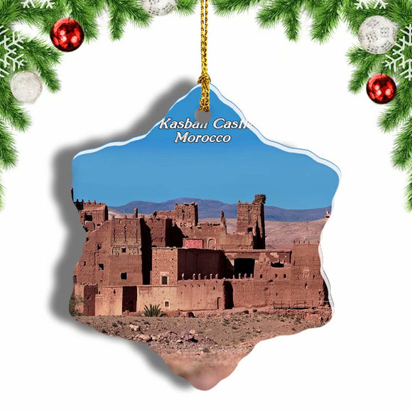 Morocco Kasbah Castle Christmas Ornament 3 Inches Snow