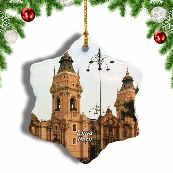 Historic Centre Lima Peru Christmas Ornament 3 Inches Snow