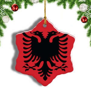 Albania Flags Christmas Ornament 3 Inches Snow