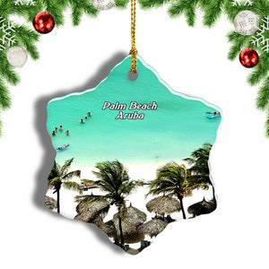 Palm Beach Aruba Christmas Ornament 3 Inches Snow