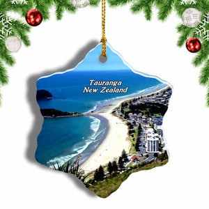 New Zealand Mount Maunganui Tauranga Christmas Ornament 3 Inches Snow