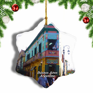 La Boca Buenos Aires Argentina Christmas Ornament 3 Inches Snow