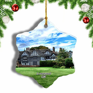 UK England Speke Hall Liverpool Christmas Ornament 3 Inches Snow