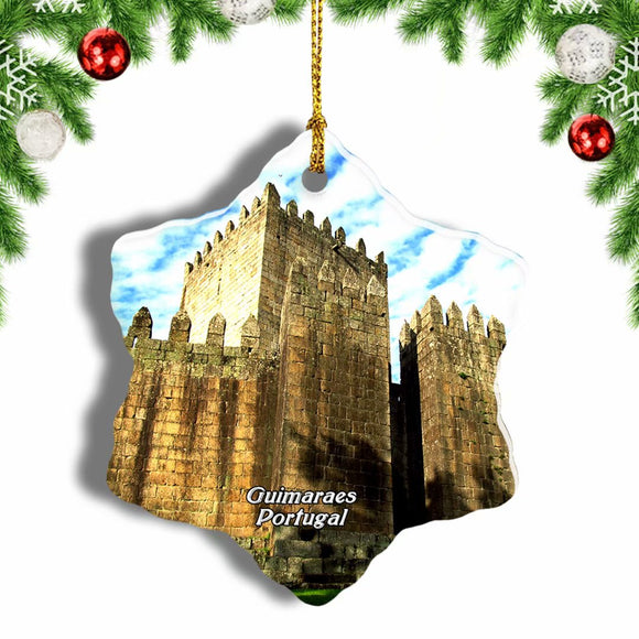 Portugal Guimaraes  Castle Christmas Ornament 3 Inches Snow