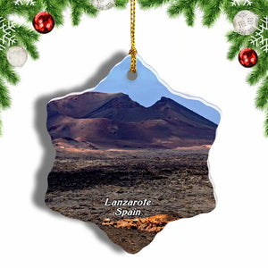 Spain Volcanic Island Park Lanzarote Christmas Ornament 3 Inches Snow