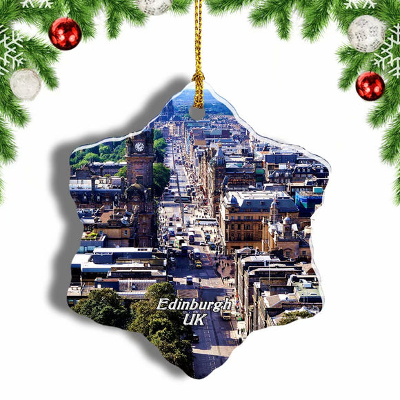 UK England Royal Mile Edinburgh Christmas Ornament 3 Inches Snow