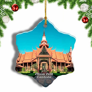 Cambodia National Museum Phnom Penh Christmas Ornament 3 Inches Snow