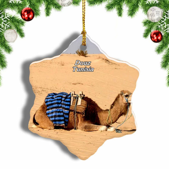 Desert Camel Douz Tunisia Christmas Ornament 3 Inches Snow