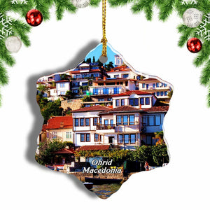 Ohrid Lake Macedonia Christmas Ornament 3 Inches Snow