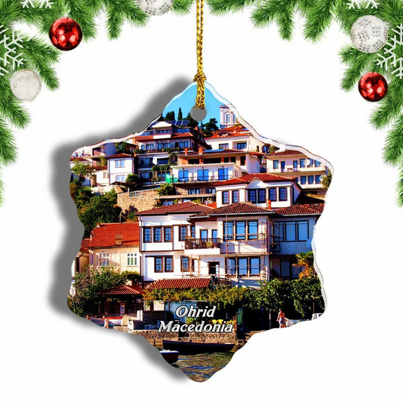 Ohrid Lake Macedonia Christmas Ornament 3 Inches Snow