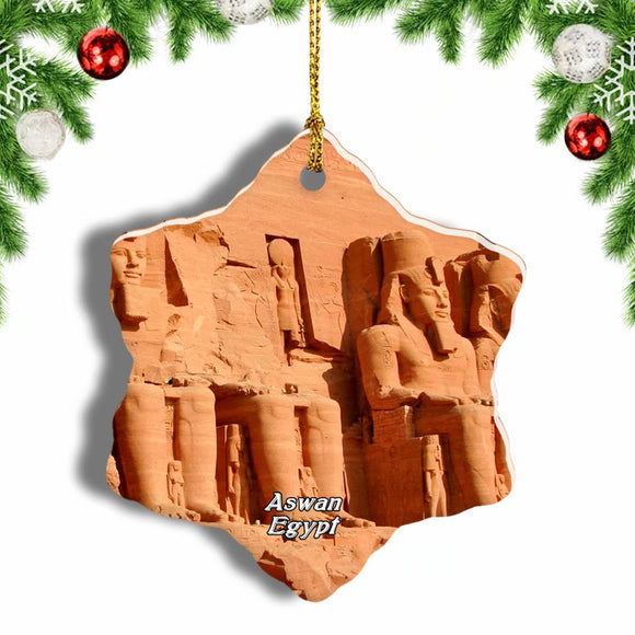 Egypt Abu Simbel Temples Aswan Christmas Ornament 3 Inches Snow