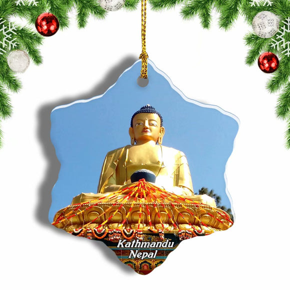 Nepal Kathmandu Buddha Christmas Ornament 3 Inches Snow