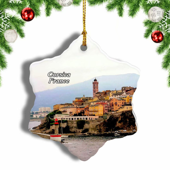 France Beach Porto-Vecchio Corsica Christmas Ornament 3 Inches Snow