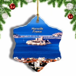 France Chateau d'If Marseille Christmas Ornament 3 Inches Snow