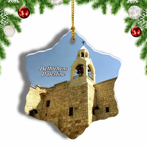 Church of the Nativity Bethlehem Palestine Christmas Ornament 3 Inches Snow