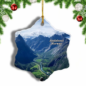 Norway Romsdalseggen Andalsnes Christmas Ornament 3 Inches Snow