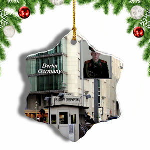 Germany Checkpoint Charlie Berlin Christmas Ornament 3 Inches Snow