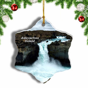 Iceland Aldeyjarfoss Christmas Ornament 3 Inches Snow