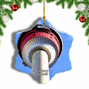 Canada Calgary Tower Christmas Ornament 3 Inches Snow