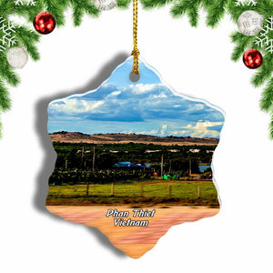 Vietnam Mui Ne Fishing Village Phan Thiet Christmas Ornament 3 Inches Snow