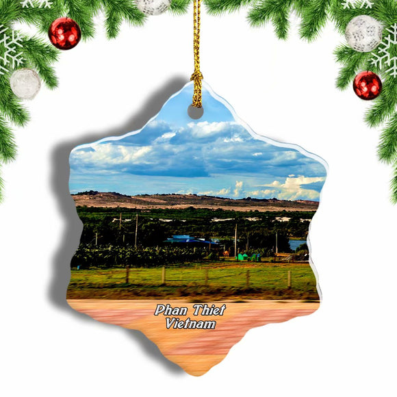 Vietnam Mui Ne Fishing Village Phan Thiet Christmas Ornament 3 Inches Snow