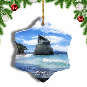 New Zealand Cathedral Cove Christmas Ornament 3 Inches Snow