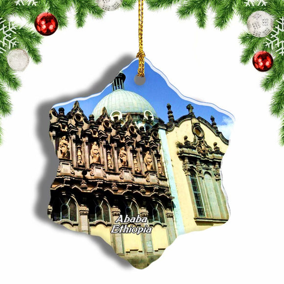 Holy Trinity Cathedral Addis Ababa Ethiopia Christmas Ornament 3 Inches Snow