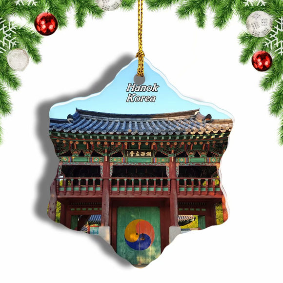 Korea Hanok Christmas Ornament 3 Inches Snow