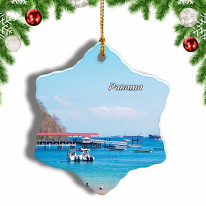 Beach Panama Christmas Ornament 3 Inches Snow