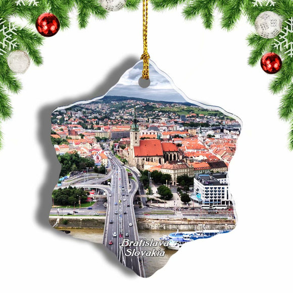 Slovakia Bratislava Christmas Ornament 3 Inches Snow