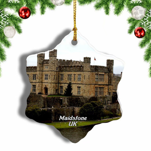 UK England Leeds Castle Maidstone Christmas Ornament 3 Inches Snow