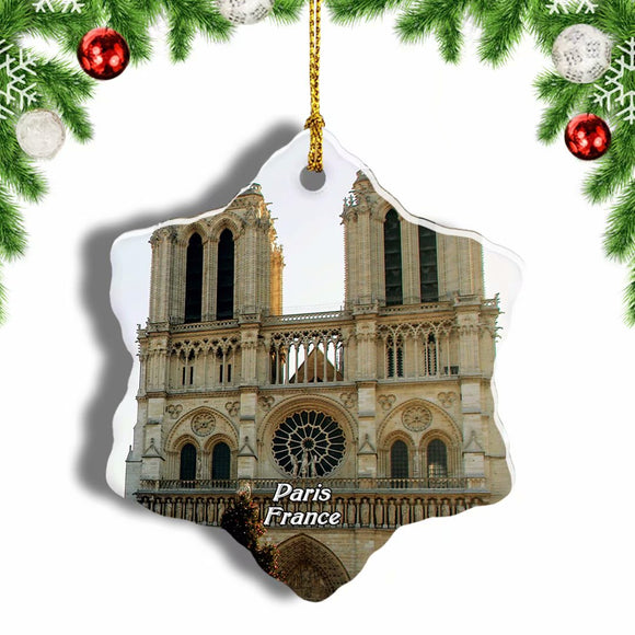 France Notre Dame de Paris Christmas Ornament 3 Inches Snow