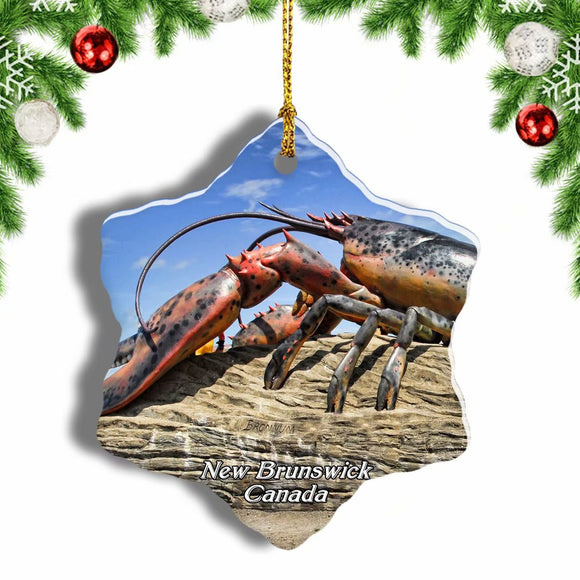 Canada Lobster Shediac New Brunswick Christmas Ornament 3 Inches Snow