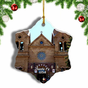 USA America The Cathedral Basilica of St. Francis of Assisi Santa Fe Christmas Ornament 3 Inches Snow