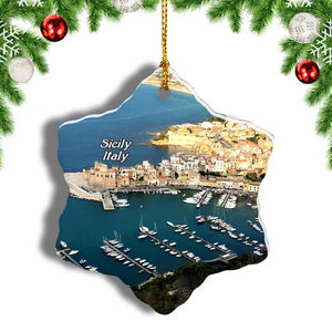 Italy Castellammare del Golfo Sicily Christmas Ornament 3 Inches Snow