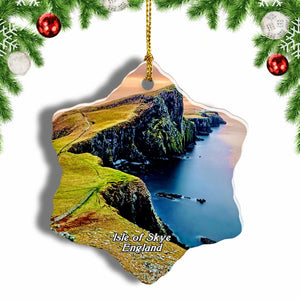 UK England Scotland Isle Of Skye Christmas Ornament 3 Inches Snow