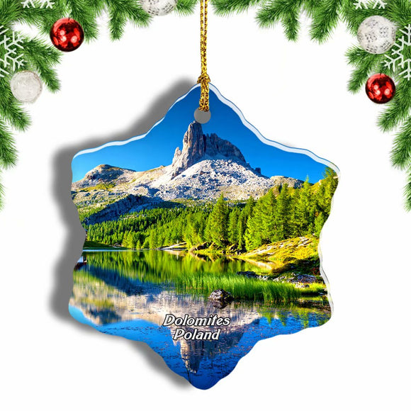 Lago Federa Dolomites Italy Christmas Ornament 3 Inches Snow