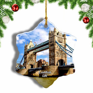 UK England Tower Bridge London Christmas Ornament 3 Inches Snow