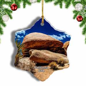 America USA California Yoshua Tree National Park Christmas Ornament 3 Inches Snow