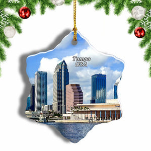 USA America Tampa Christmas Ornament 3 Inches Snow