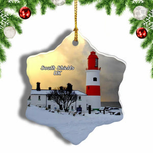 UK England Souter lighthouse South Shields Christmas Ornament 3 Inches Snow