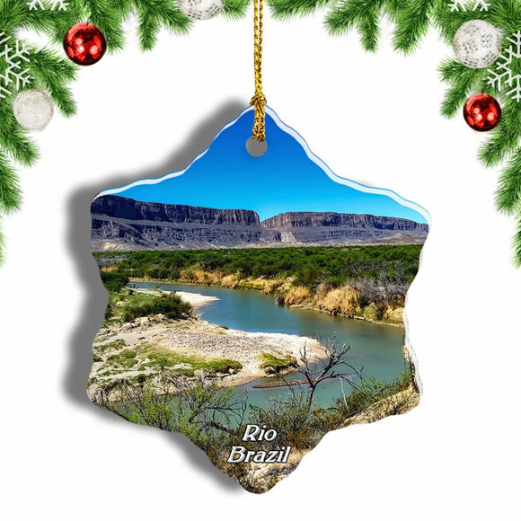 Brazil Rio Grande River Christmas Ornament 3 Inches Snow