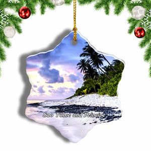 Sao Tome and Principe Christmas Ornament 3 Inches Snow