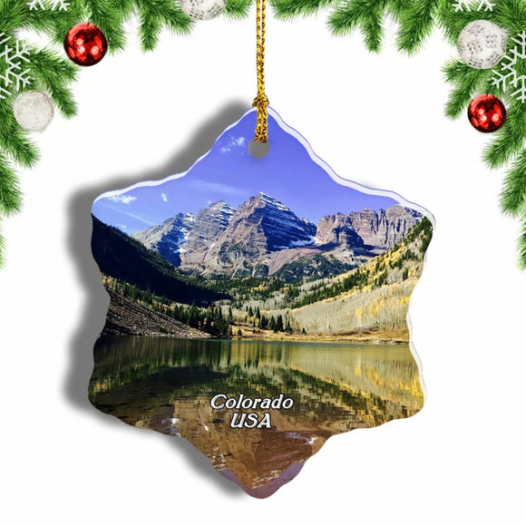 America USA Aspen Colorado Christmas Ornament 3 Inches Snow